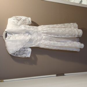 Vintage Gunne Sax By Jessica McClintock Lace Satin Off White Dress Coquette